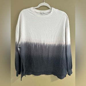 Z Supply Oversized Dip Dye Sweatshirt  - Ombre White/Gray/Black - XS